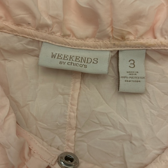 Chico's Weekends Lt Pink Lightweight Button Front Jacket Sz 3 - Picture 9 of 12